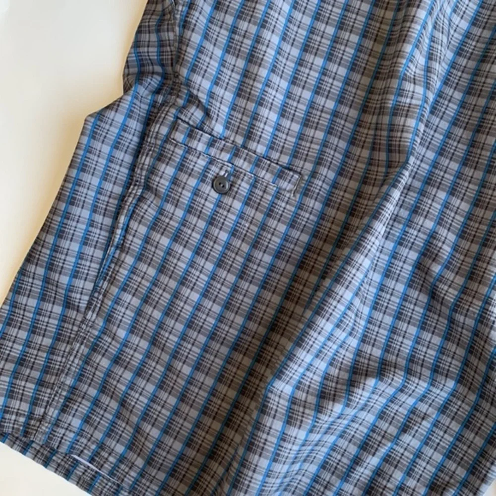North Face‎ Chino Blue Plaid Outdoors Swim Hiking Polyester Shorts Mens Size 38